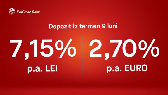 ProCredit Bank extinde oferta de depozite la termen de la 6 iulie, cu dobânzi de până la 7,15% la lei și 2,70% la euro