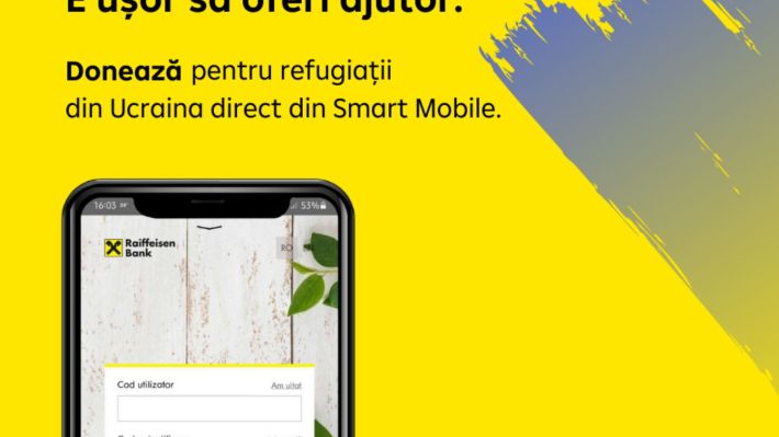 Donații pentru Ucraina, în Smart Mobile de la Raiffeisen Bank