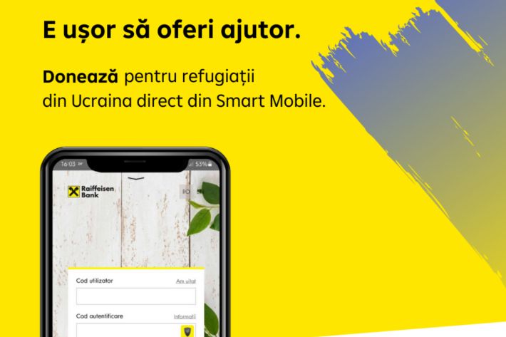 Donații pentru Ucraina, în Smart Mobile de la Raiffeisen Bank